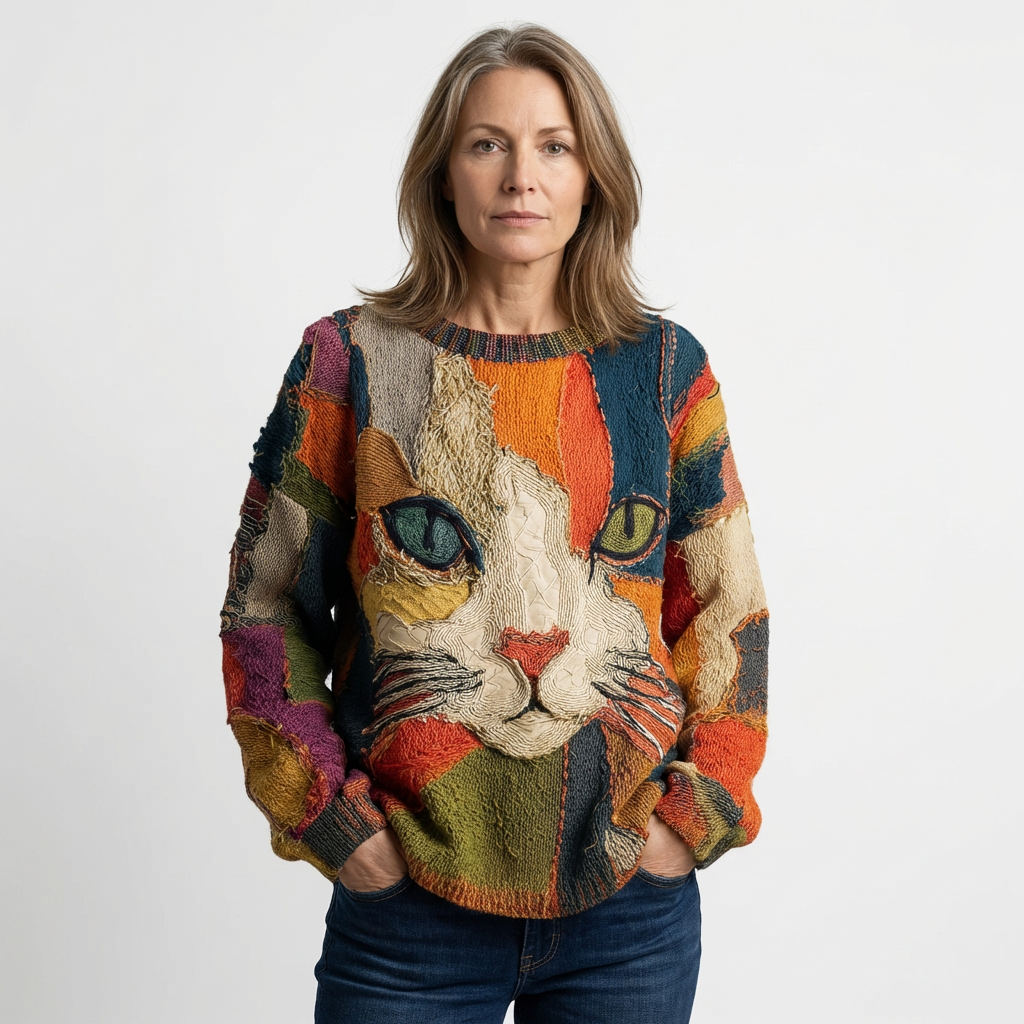 ROSWITHA - Künstlerisches Top mit Katze