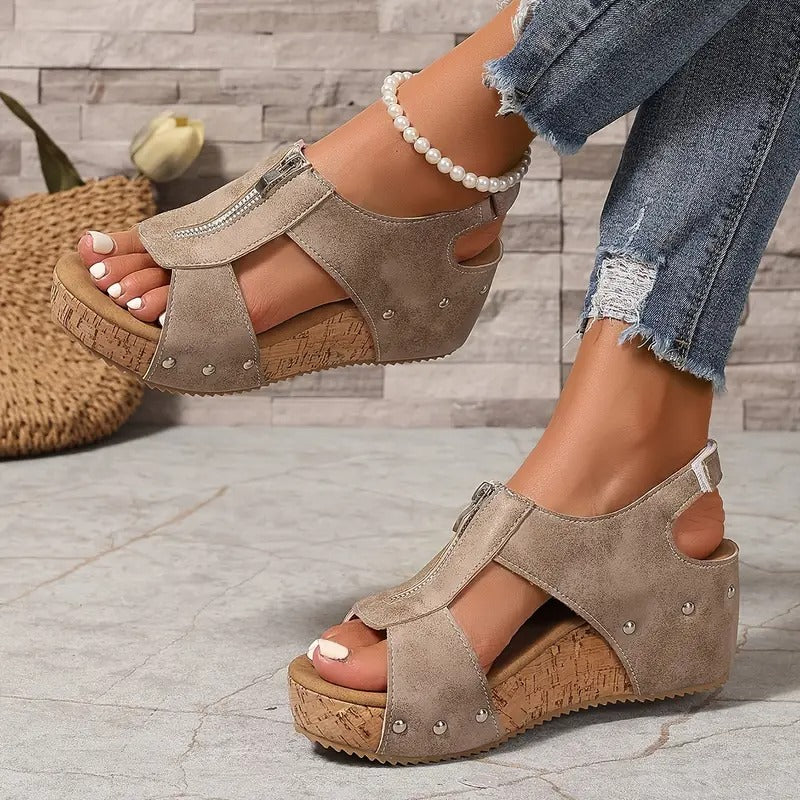 FRANZISKA - Wedgesandalen mit Reißverschluss