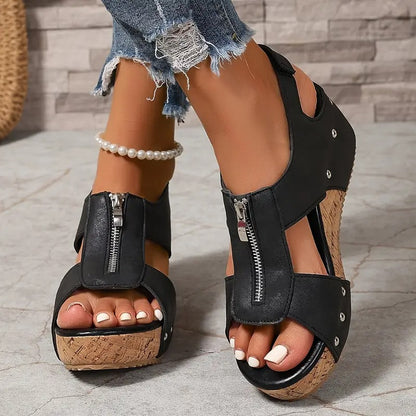 FRANZISKA - Wedgesandalen mit Reißverschluss