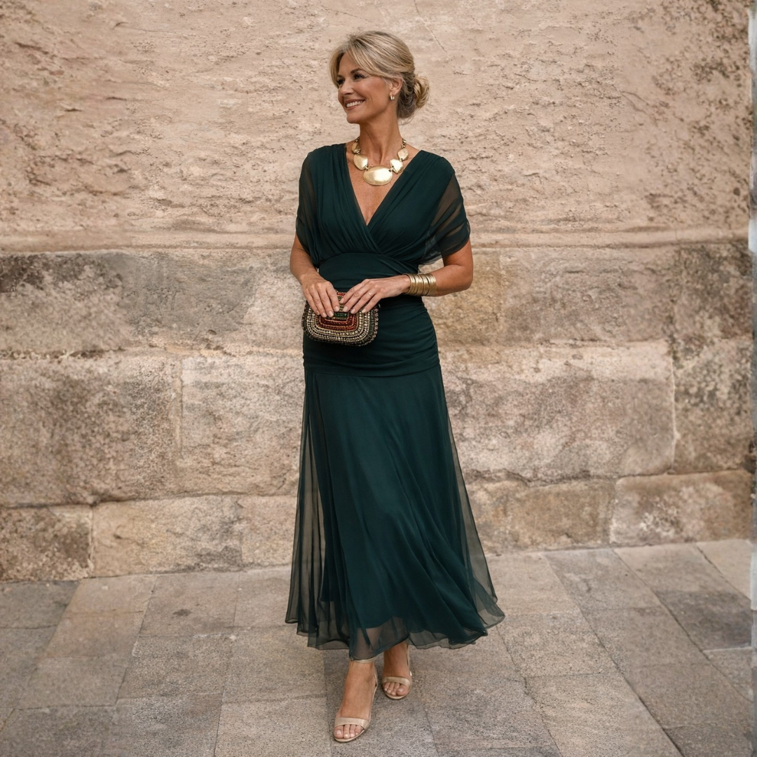 MICHELLE - Elegantes Maxi-Feierkleid mit V-Ausschnitt