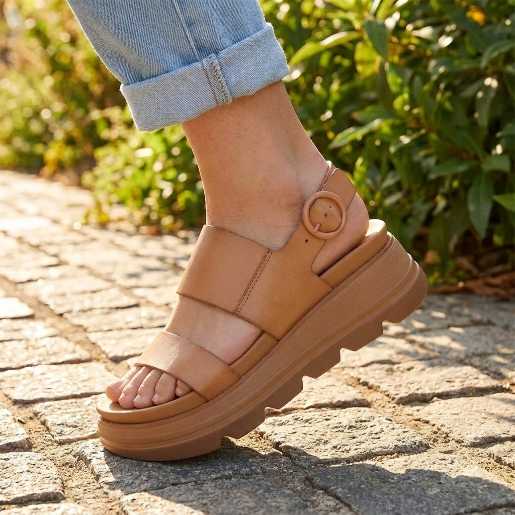 LANA - Gepolsterte Plattform Wedge Sandalen