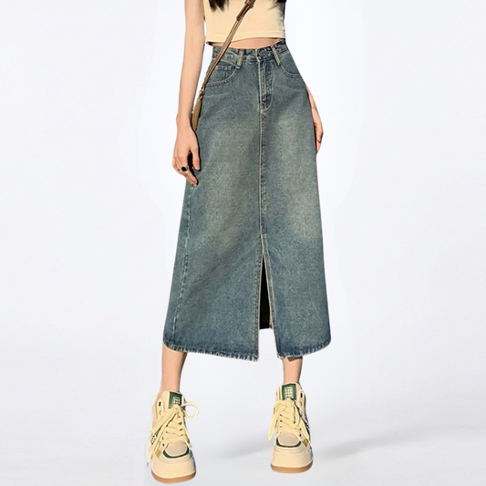 MANUELA - Jeansrock mit Taschen und Schlitz