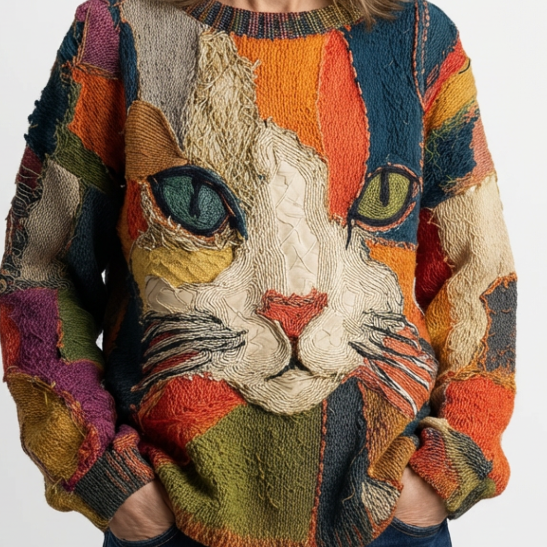 ROSWITHA - Künstlerisches Top mit Katze