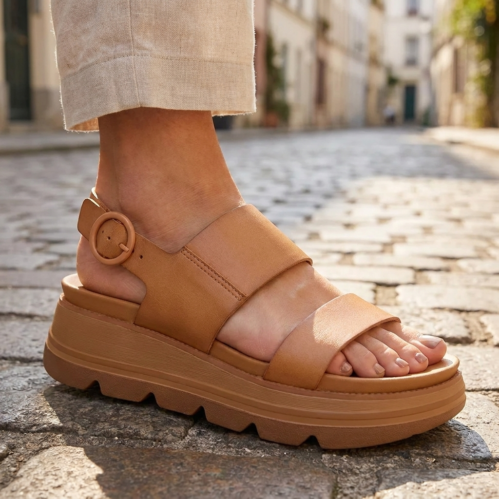 LANA - Gepolsterte Plattform Wedge Sandalen