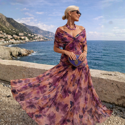 MICHELLE - Elegantes Maxi-Feierkleid mit V-Ausschnitt