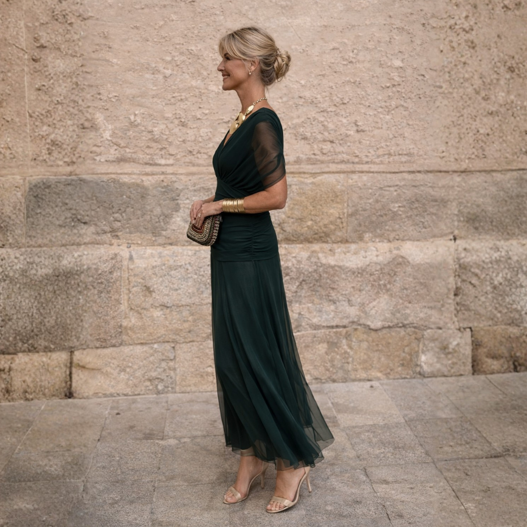 MICHELLE - Elegantes Maxi-Feierkleid mit V-Ausschnitt