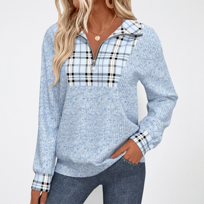 AMANDA - Halblanger Reißverschluss Strickpullover