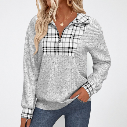 AMANDA - Halblanger Reißverschluss Strickpullover