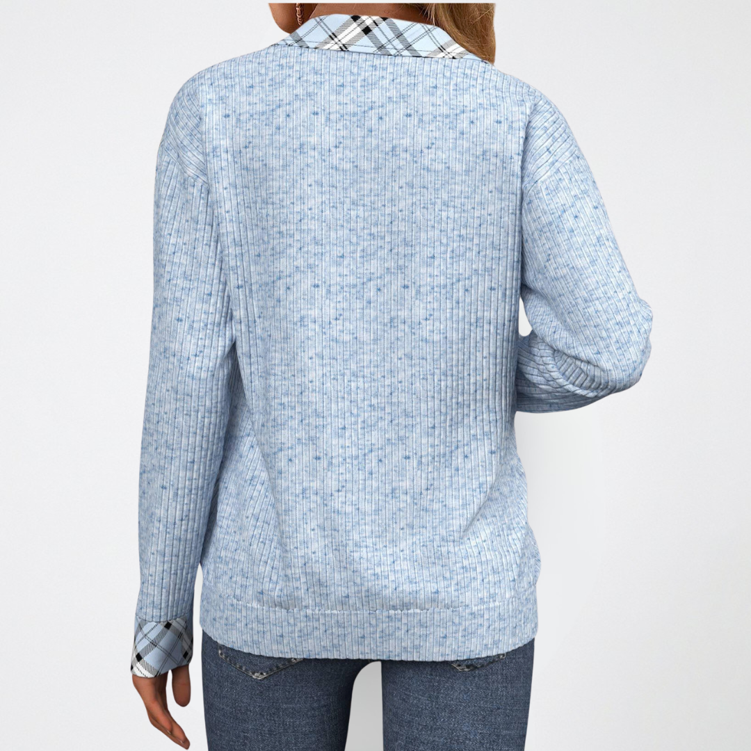 AMANDA - Halblanger Reißverschluss Strickpullover