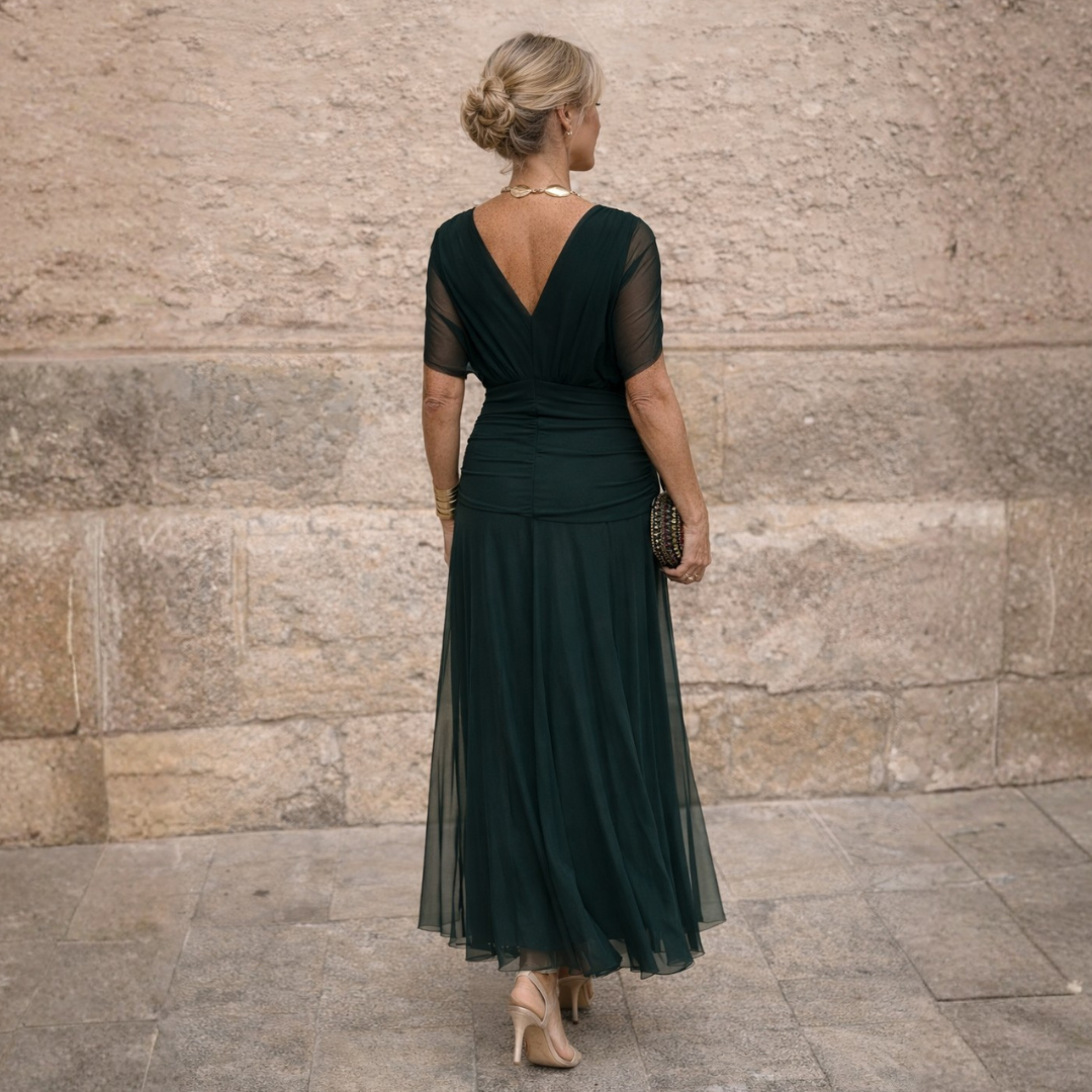 MICHELLE - Elegantes Maxi-Feierkleid mit V-Ausschnitt