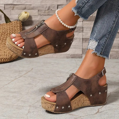 FRANZISKA - Wedgesandalen mit Reißverschluss