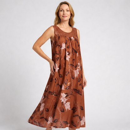 LUNARA | Maxi Kleid mit Spitze und Blumenmuster