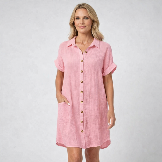 HELEN | Kurzes Kleid mit Knöpfen und lässiger Passform