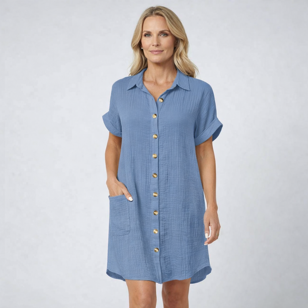 HELEN | Kurzes Kleid mit Knöpfen und lässiger Passform