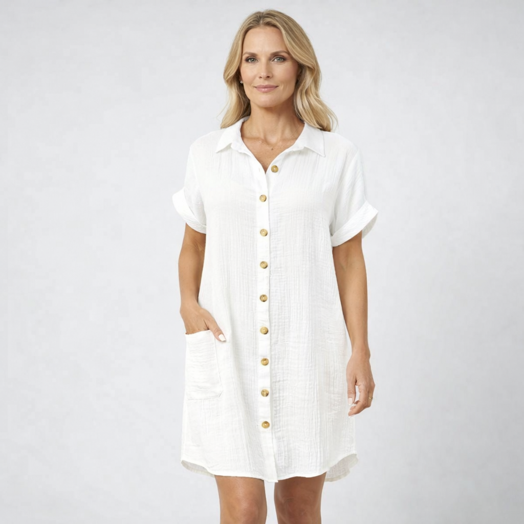 HELEN | Kurzes Kleid mit Knöpfen und lässiger Passform