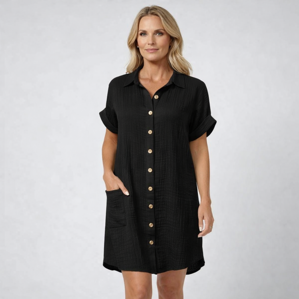 HELEN | Kurzes Kleid mit Knöpfen und lässiger Passform