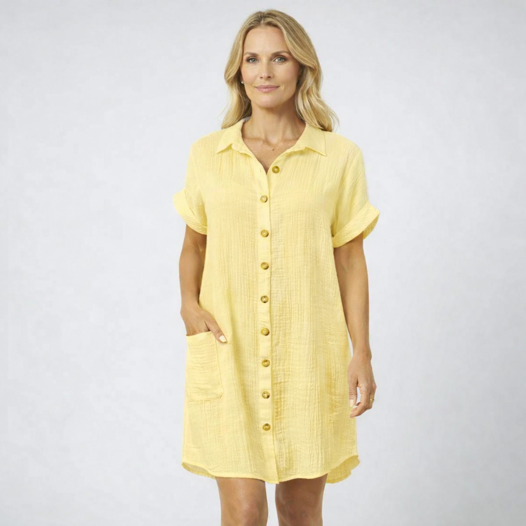HELEN | Kurzes Kleid mit Knöpfen und lässiger Passform