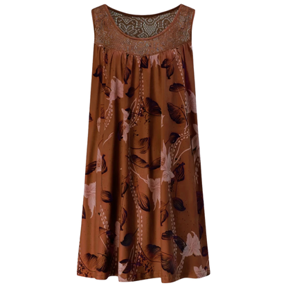 LUNARA | Maxi Kleid mit Spitze und Blumenmuster