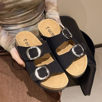 SOFIA – Doppelschnallen-Sandalen mit Korkfußbett!