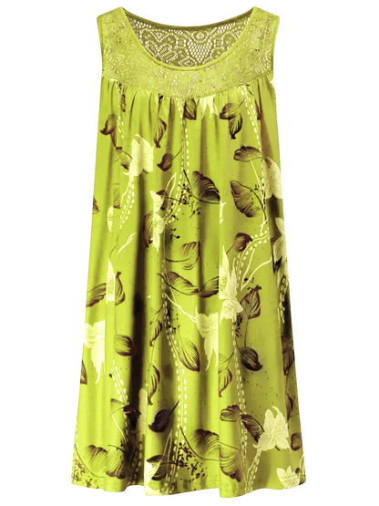 LUNARA | Maxi Kleid mit Spitze und Blumenmuster