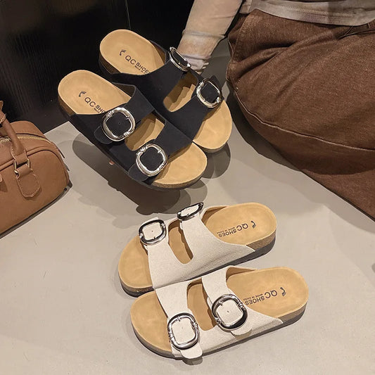 SOFIA – Doppelschnallen-Sandalen mit Korkfußbett!