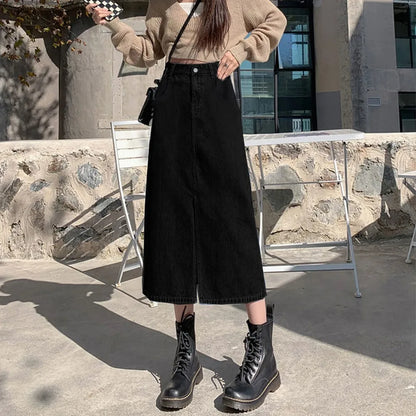 MANUELA - Jeansrock mit Taschen und Schlitz
