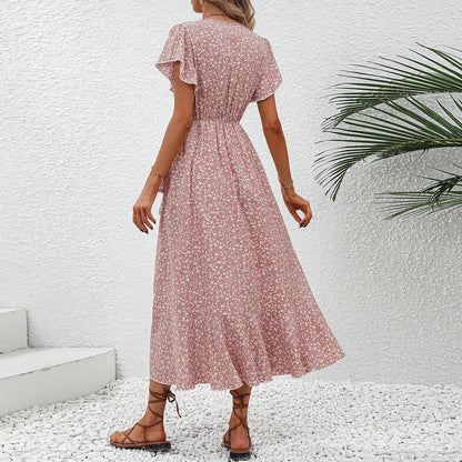 SORENA | Wickelkleid mit Blumenmuster und Schleifendetail
