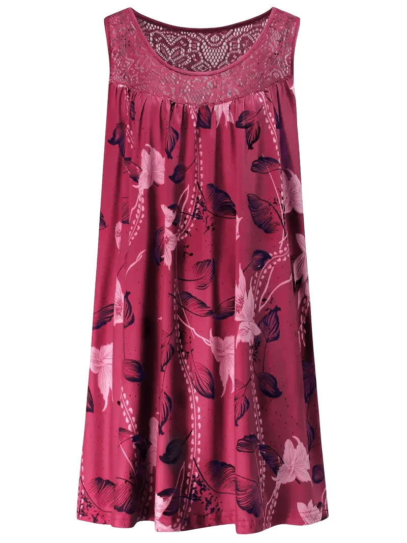 LUNARA | Maxi Kleid mit Spitze und Blumenmuster