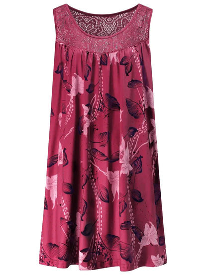 LUNARA | Maxi Kleid mit Spitze und Blumenmuster