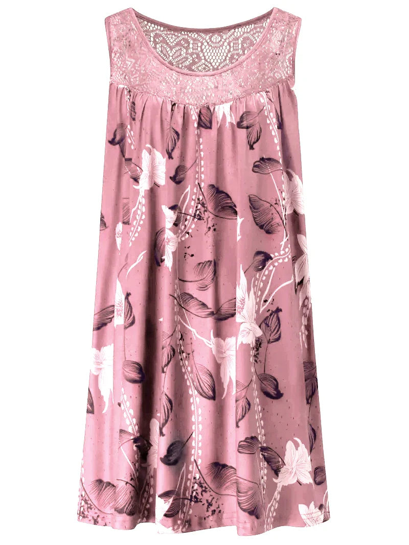 LUNARA | Maxi Kleid mit Spitze und Blumenmuster