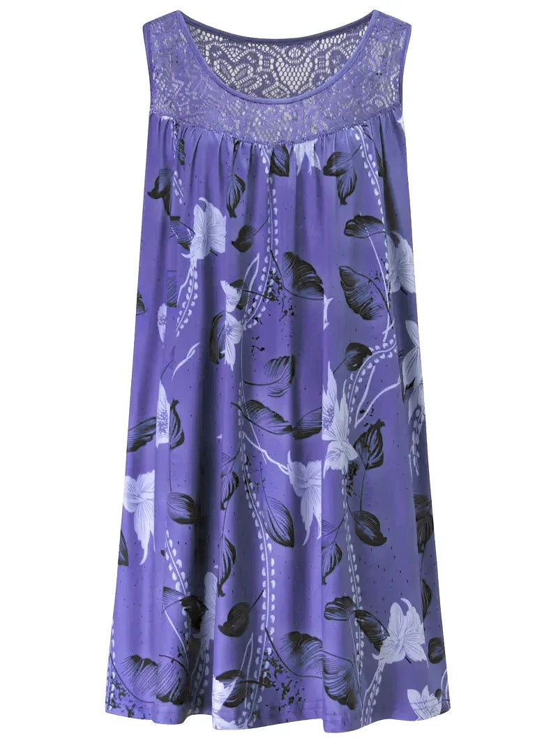 LUNARA | Maxi Kleid mit Spitze und Blumenmuster