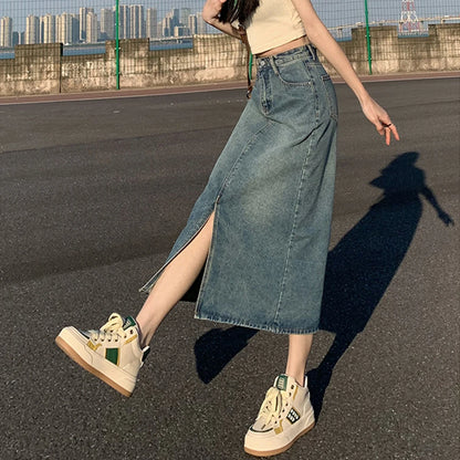 MANUELA - Jeansrock mit Taschen und Schlitz