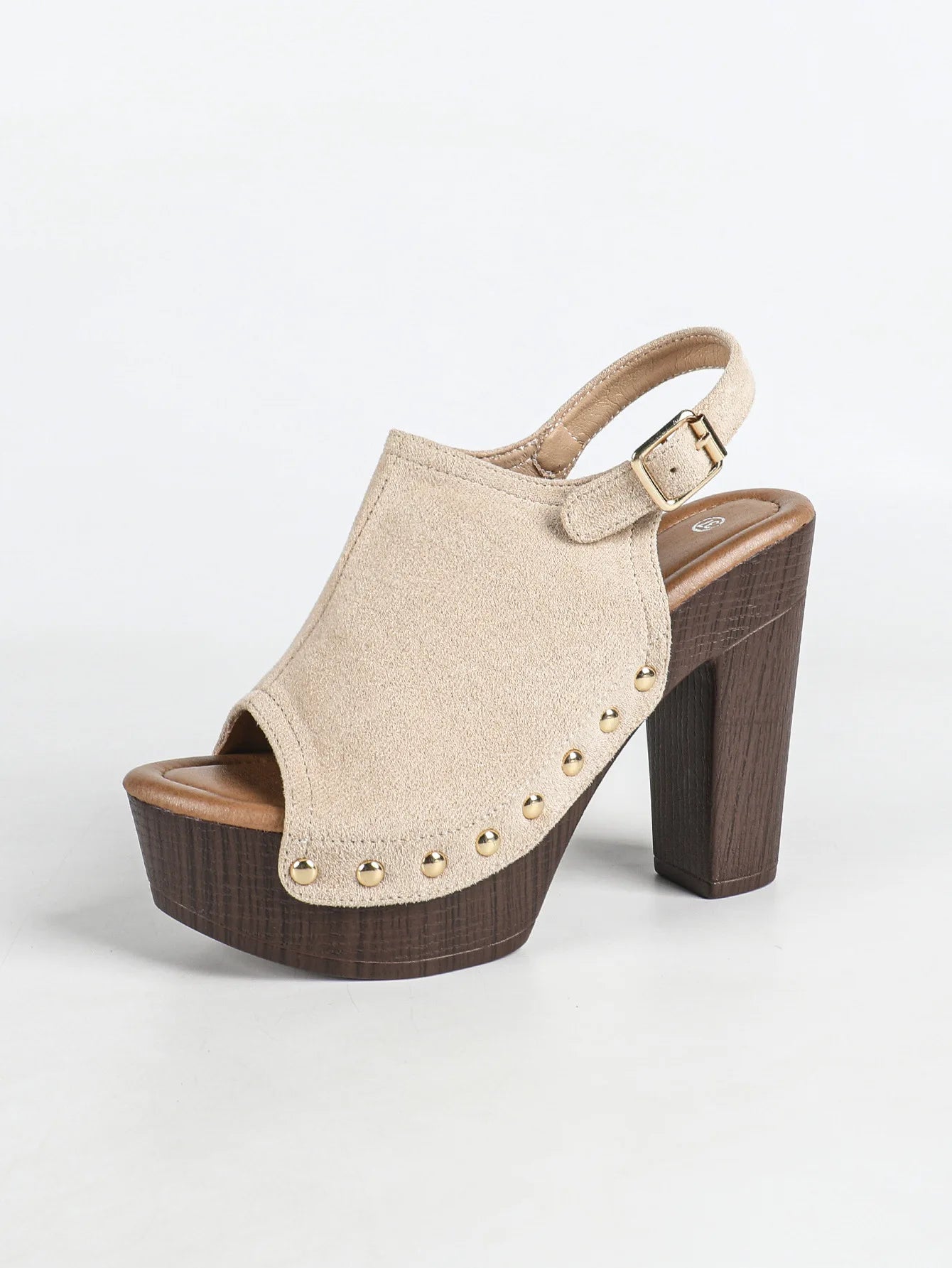 Modische Damen High Heel Sandalen mit Nieten, Samtoberfläche, dicker Absatz, Slip-On Schuhe, bequeme Sommer-Fußbekleidung
