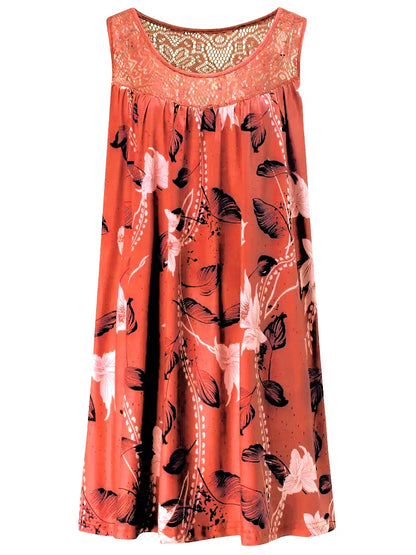 LUNARA | Maxi Kleid mit Spitze und Blumenmuster