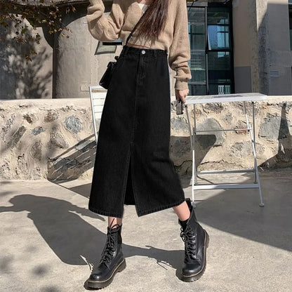 MANUELA - Jeansrock mit Taschen und Schlitz
