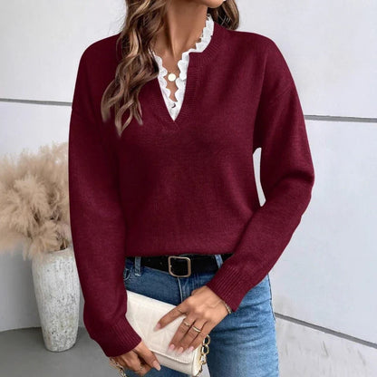 LENA - Frühling Damen V-Ausschnitt Pullover