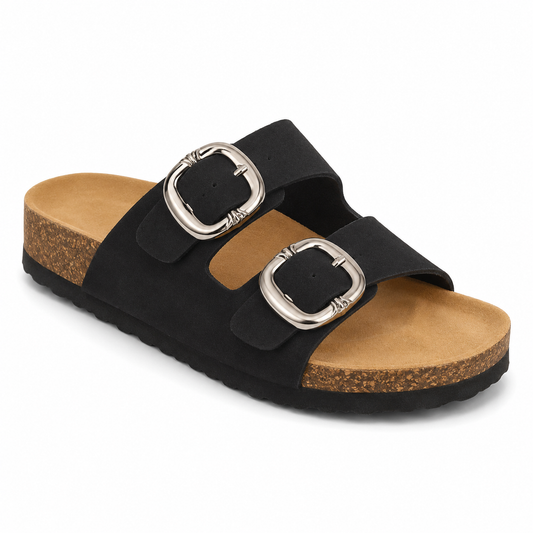 SOFIA – Doppelschnallen-Sandalen mit Korkfußbett!