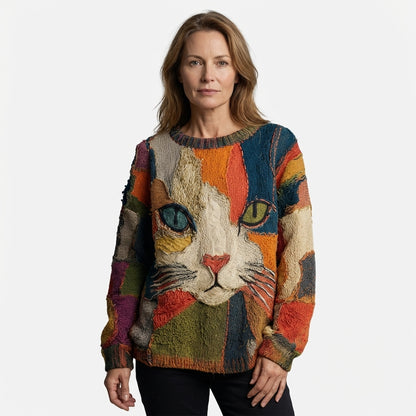 ROSWITHA - Künstlerisches Top mit Katze