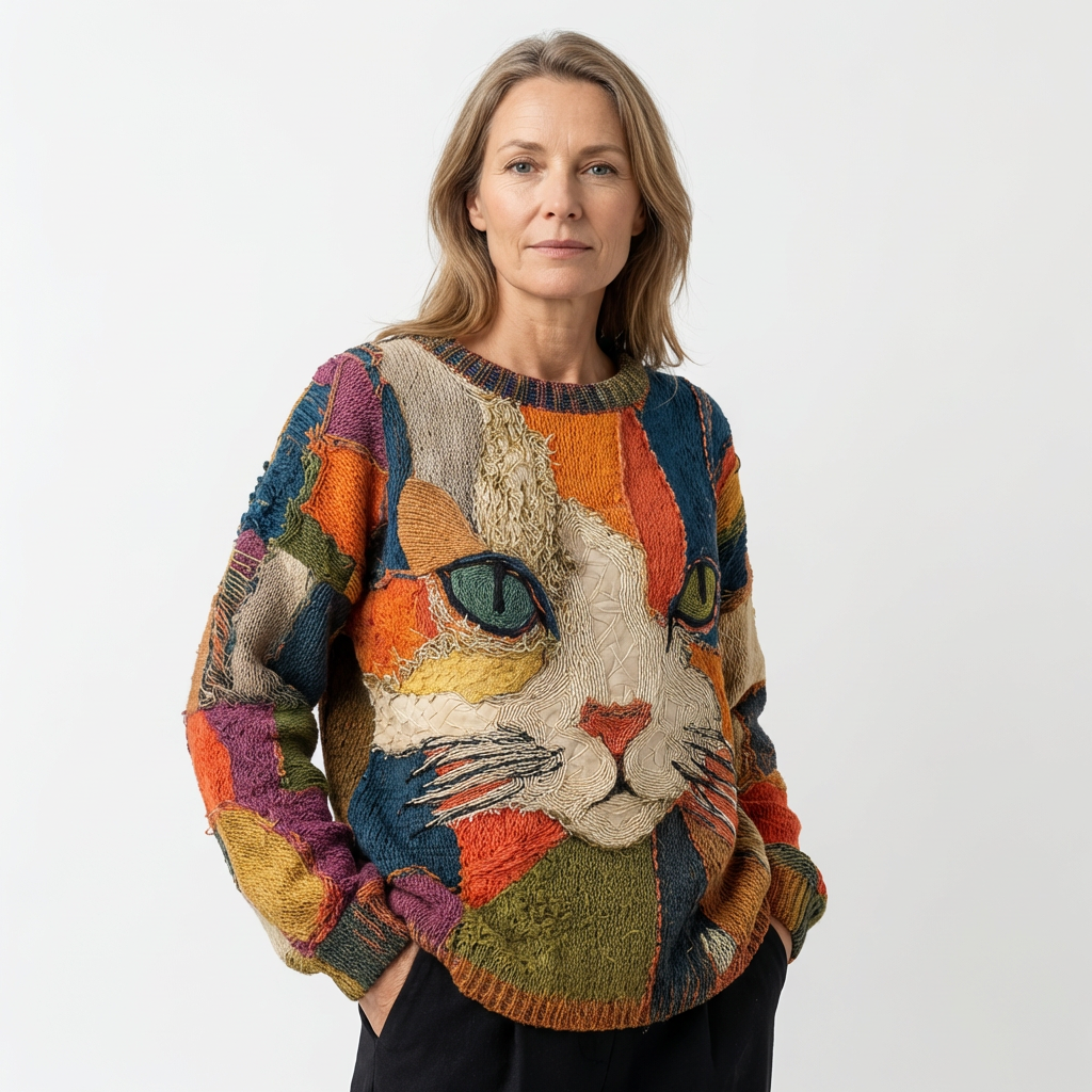 ROSWITHA - Künstlerisches Top mit Katze