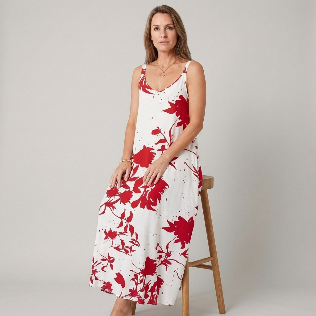 FLORA - Langes Sommerkleid mit dünnen Trägern