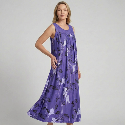 LUNARA | Maxi Kleid mit Spitze und Blumenmuster