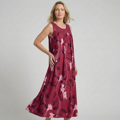 LUNARA | Maxi Kleid mit Spitze und Blumenmuster