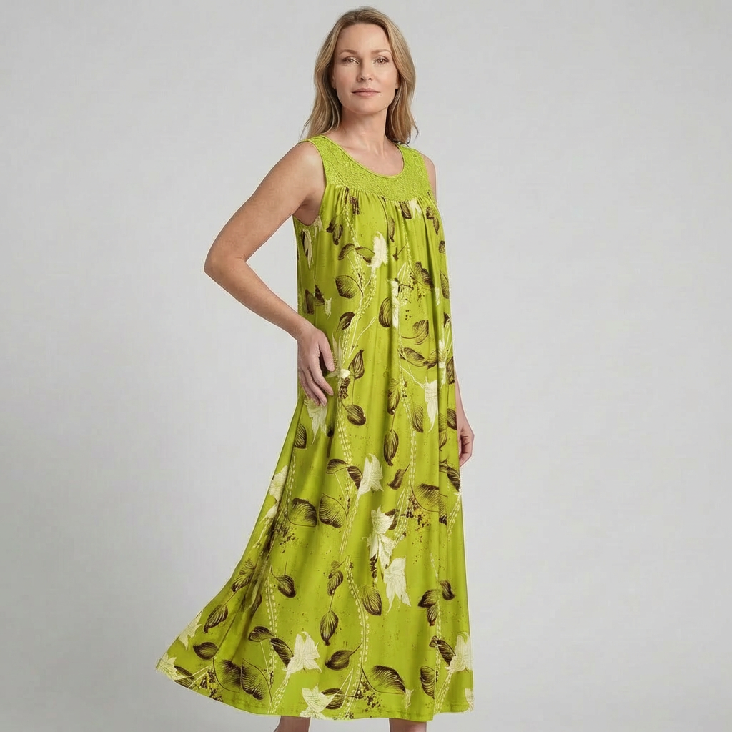 LUNARA | Maxi Kleid mit Spitze und Blumenmuster