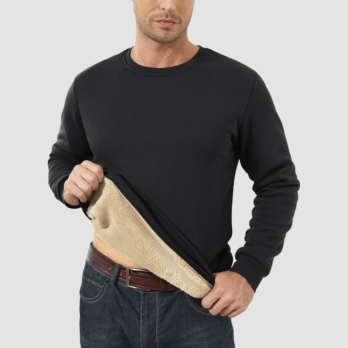 HELSINGBORG - Fleecegefütterter Rundhalspullover