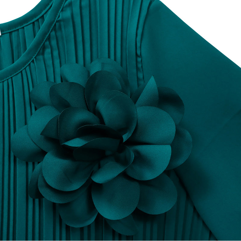 LISA - Damen 3/4-Ärmel Falten Midi Kleid mit Gürtel